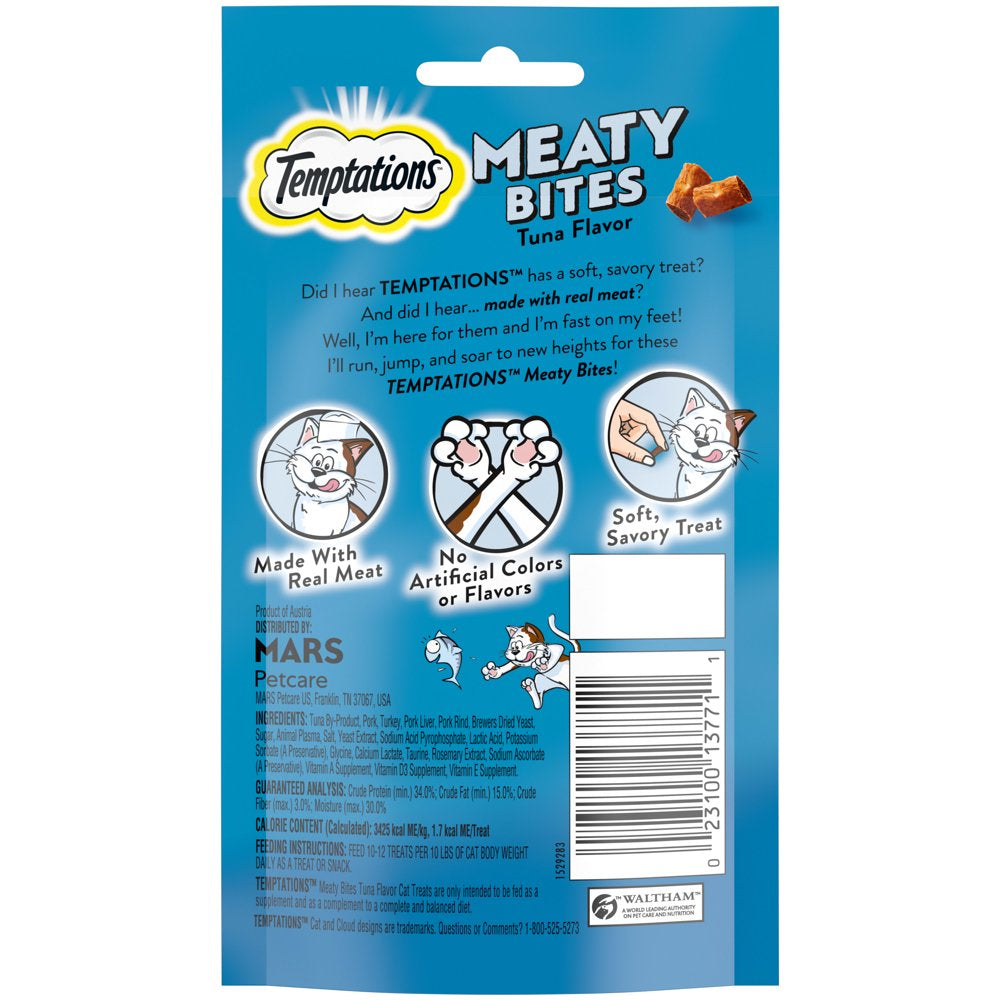 TEMPTATIONS Meaty Bites, Soft and Savory Cat Treats, Tuna Flavor, 1.5 Oz. Pouch Animals & Pet Supplies > Pet Supplies > Cat Supplies > Cat Treats Mars Petcare   