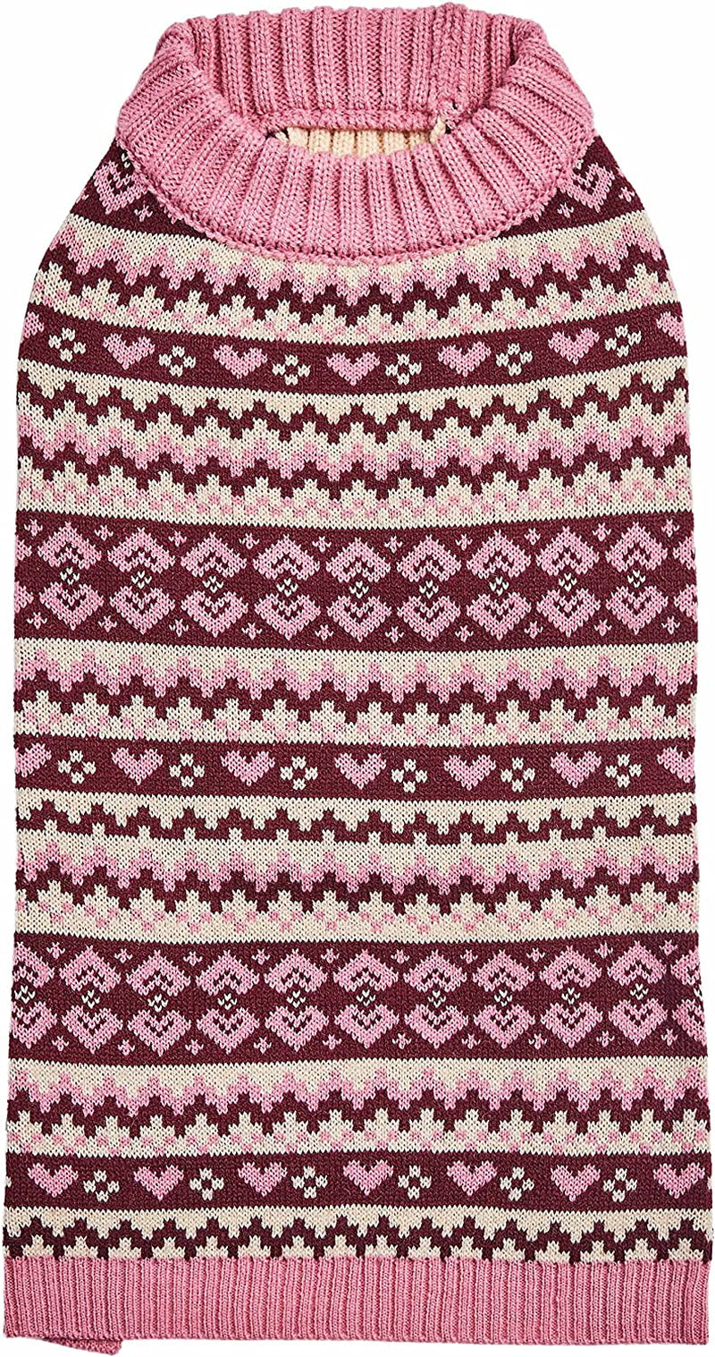 Blueberry Pet Artisan Chic Turtleneck Fair Isle Fall Winter Pullover Dog Sweater in Beige, Back Length 10", Warm Clothes for Small Dogs Animals & Pet Supplies > Pet Supplies > Dog Supplies > Dog Apparel Blueberry Pet Dog Sweater - Pink 14 inch (Pack of 1) 