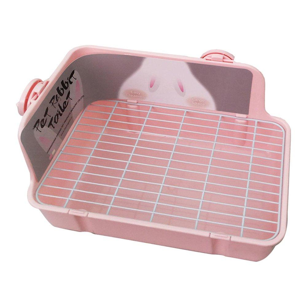 Rabbit Litter Box, Potty Trainer Corner Tray Bedding Cage Stable Portable Cleaning Toilet Chinchilla Small Animal Squirrel Hamster , Pink