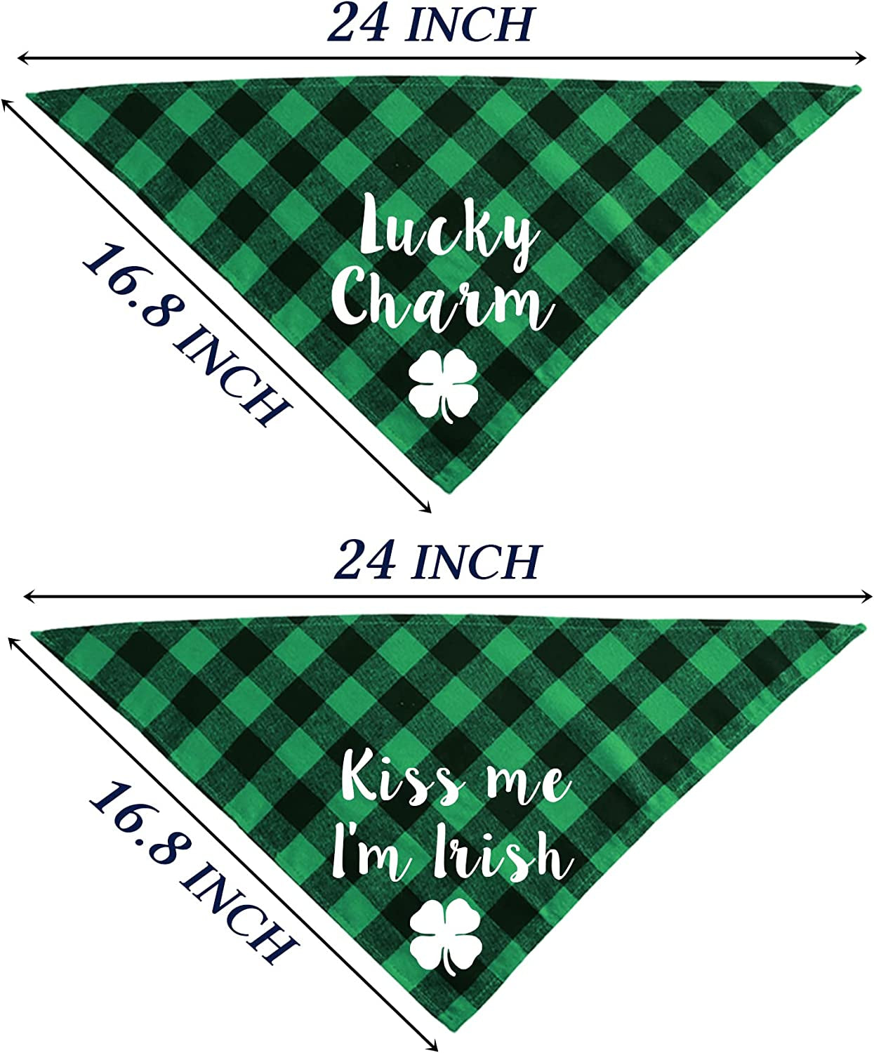 STMK 2 Pack St. Patrick'S Day Dog Bandanas, Holiday Plaid Dog Puppy Bandana for Dog Puppy St. Patrick'S Day Holiday Party Decorations Animals & Pet Supplies > Pet Supplies > Dog Supplies > Dog Apparel STMK   