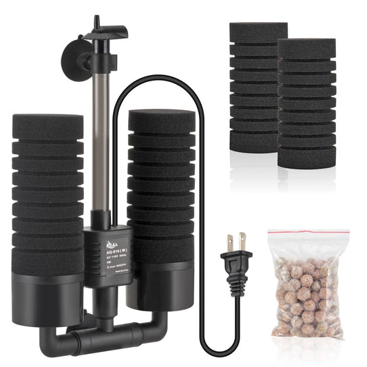 AQQA Aquarium Filter, Electric Fish Tank Filters, 5W Quiet Sponge Filter for 15-55 Gallon Tank with 2 Extra Sponges, 1 Bag of Filtered Ceramic Balls for Fresh and Salt Water Fish Tank Animals & Pet Supplies > Pet Supplies > Fish Supplies > Aquarium Filters AQQA M(For 15-55 Gal)  