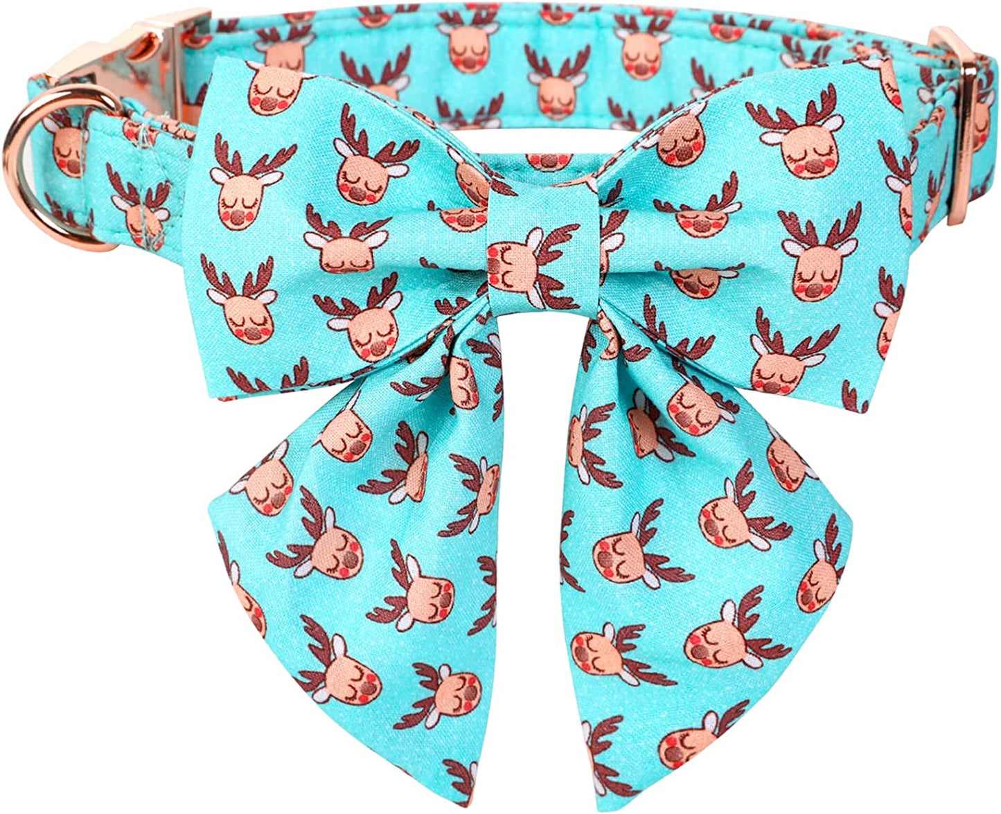 Lionet Paws Christmas Dog Collar with Bowtie, Dog Bowtie Collar with Metal Buckle for Dogs, Adjustable Comfortable Dog Collar Girl Boy Gift Santa Claus, M, Neck 13.5-22 In Animals & Pet Supplies > Pet Supplies > Dog Supplies > Dog Apparel lionet paws Reindeer(Sailor Bow) Large (Pack of 1) 