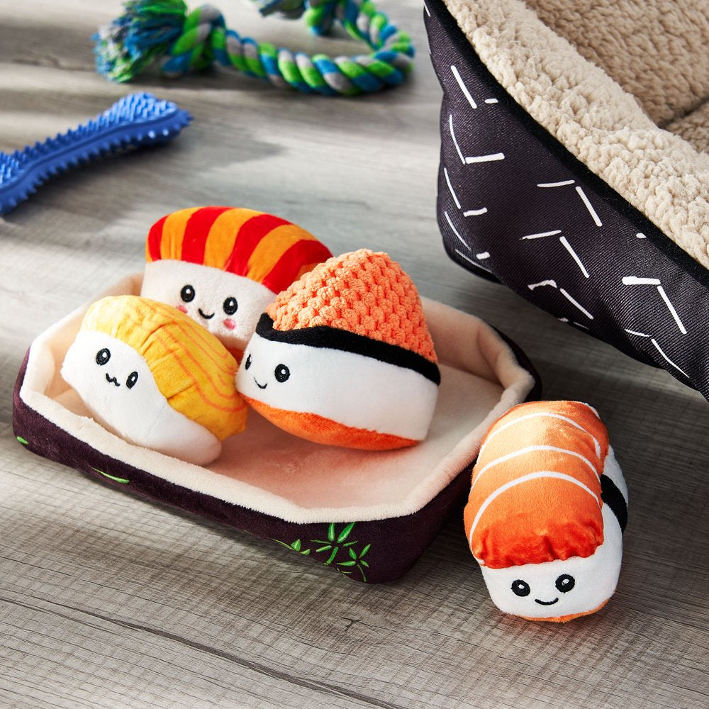 Vibrant Life Cozy Buddy Yummy Sushi Dog Toy Set, Small