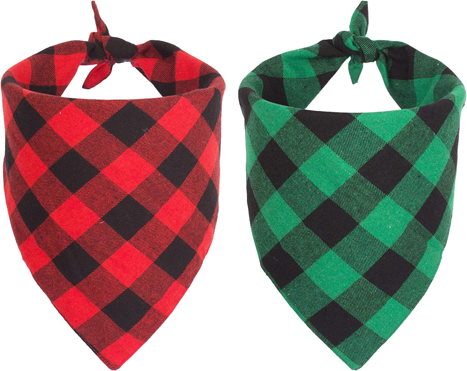 ADOGGYGO Christmas Dog Bandana Classic Buffalo Plaid Pet Bandana Triangle Bibs Kerchief Red Green Plaid Dog Scarfs for Small Medium Large Dogs Cats Pet (L, Red & Red) Animals & Pet Supplies > Pet Supplies > Dog Supplies > Dog Apparel ADOGGYGO Red & Green S 