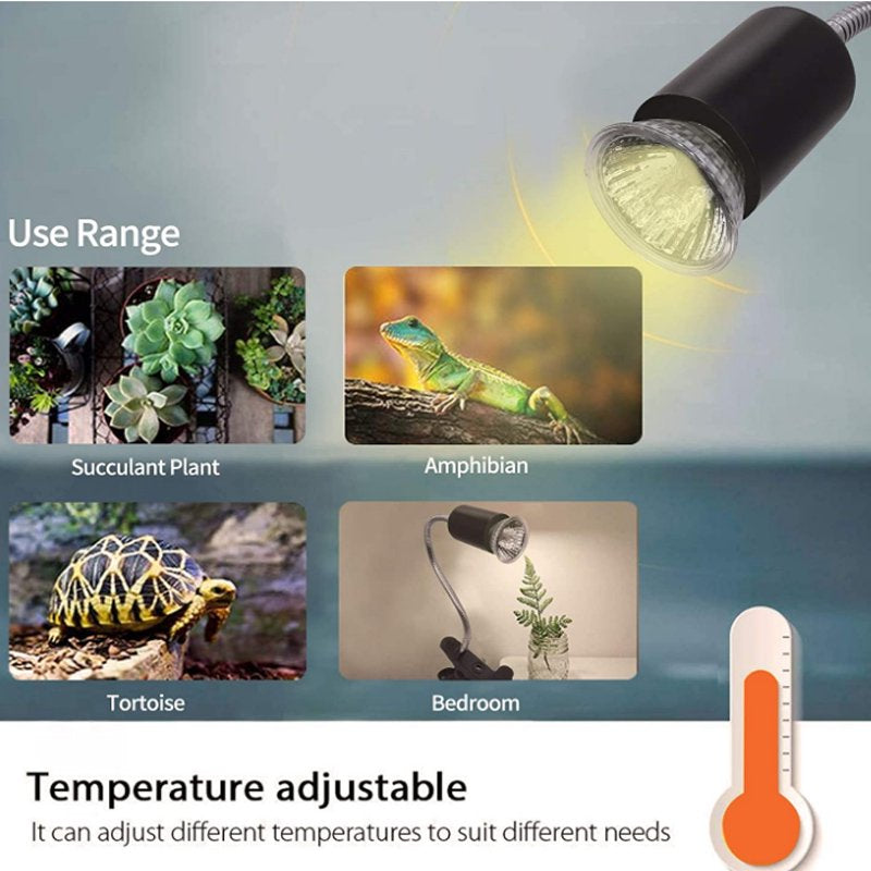 HTOCINQ Reptile Heat Lamp, 50W Basking Spot Lamp with Clip, UVA UVB Reptile Lamp with Fixture for Lizard Turtle Snake Amphibian & Aquarium Animals & Pet Supplies > Pet Supplies > Reptile & Amphibian Supplies > Reptile & Amphibian Food HTOCINQ   