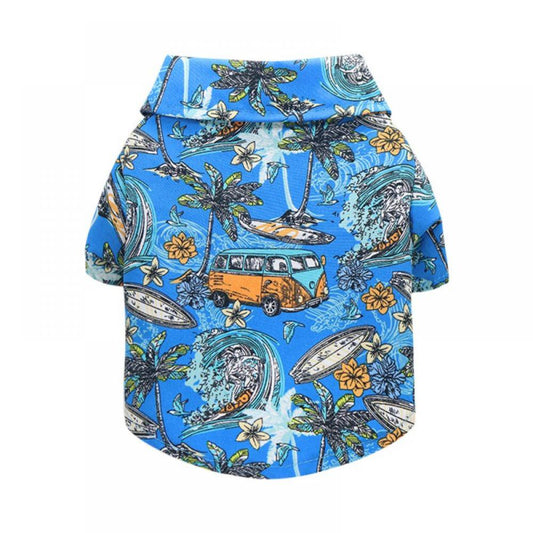 Pet Summer Hawaiian Pet Dog T-Shirt Summer Camp Clothes Apparel with Straw Hat for Small Medium Large Dog Puppies Cats XS/S/M/L 4 Colors Animals & Pet Supplies > Pet Supplies > Dog Supplies > Dog Apparel XOT0456 XS Blue 