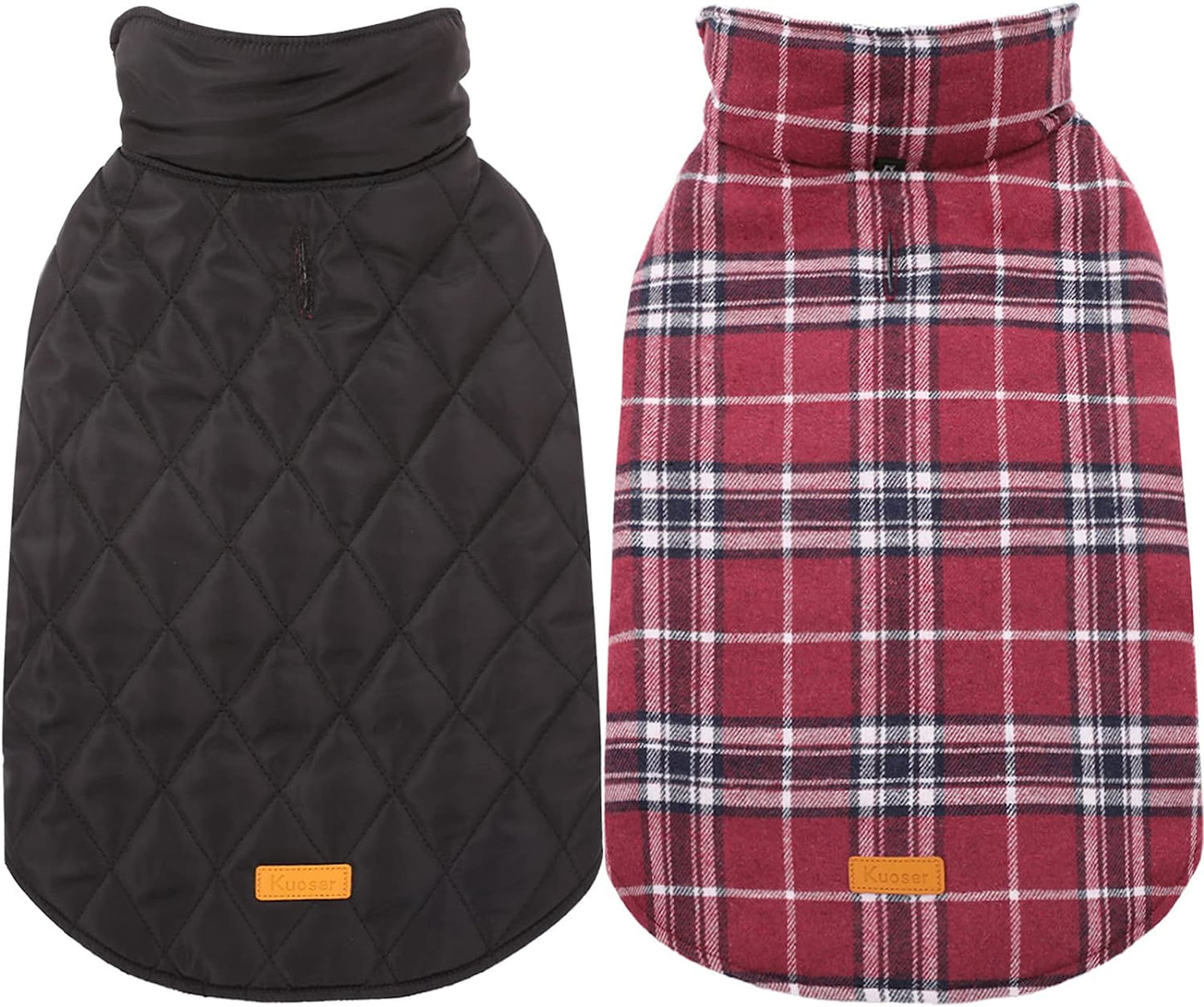 Kuoser Warm Dog Coat, Reversible Dog Jacket Waterproof Dog Winter Coat British Style Plaid Dog Clothes Pet Dog Cold Weather Coats Cozy Snow Jacket Vest for Small Medium Large Dogs Red M Animals & Pet Supplies > Pet Supplies > Dog Supplies > Dog Apparel Kuoser Red Large (Pack of 1) 