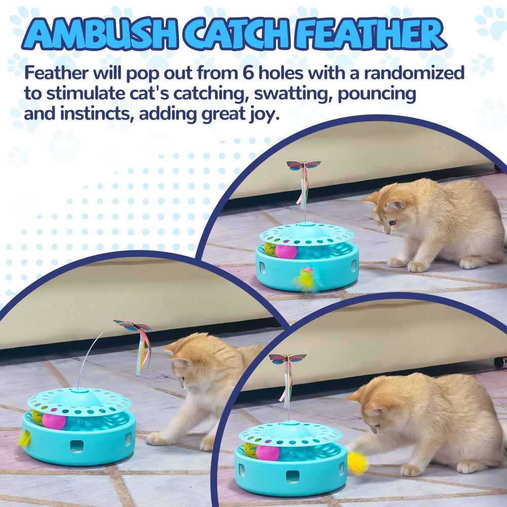 Lexvss 3-In-1 Interactive Cat Toys, Automatic Electronic Rotating Butterfly and Ambush Interactive Feather, 2 Ball Exercise Kitten Indoor Toy Teaser Animals & Pet Supplies > Pet Supplies > Cat Supplies > Cat Toys Lexvss   