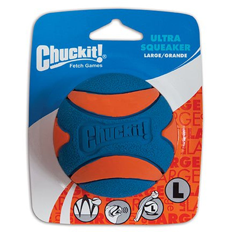 Canine Hardware Chuckit! Ultra Squeaker High Bounce Dog Toy Ball, Medium Animals & Pet Supplies > Pet Supplies > Dog Supplies > Dog Toys Doskocil Manufacturing Co Inc 1 L 