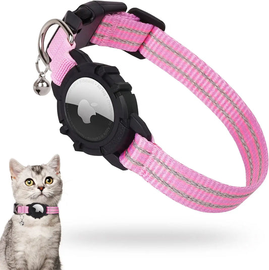 Airtag Cat Collar, FEEYAR Integrated Apple Air Tag Cat Collar, Reflective GPS Cat Collar with Airtag Holder and Bell [Black], Lightweight Tracker Cat Collars for Girl Boy Cats, Kittens and Puppies Electronics > GPS Accessories > GPS Cases FEEYAR Pink 9-13 Inch 