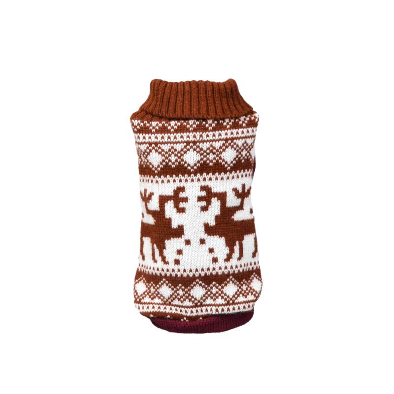 Pet Dog Cat Sweater, Christmas Thickened Elks Pattern Outwear, Doggy Autumn Winter Warm Jacket Coat Puppy Pet Cat Clothes Costume Apparel,Brown,M Animals & Pet Supplies > Pet Supplies > Cat Supplies > Cat Apparel LINKABC M Brown 