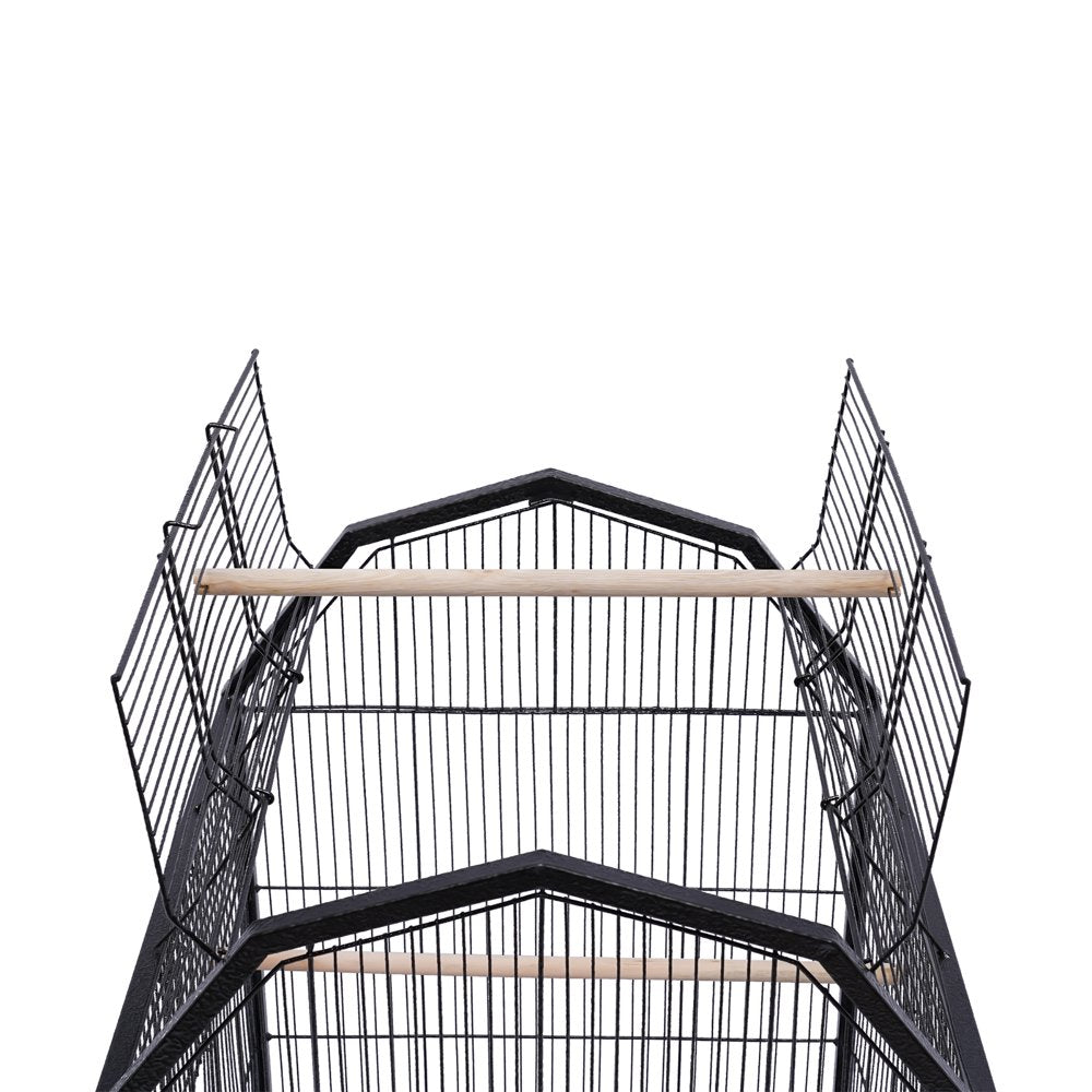 Miumaeov Parakeet Bird Cage with Stand Metal Pet Bird Flight Cages Large Finch Bird Cage for Conure Canary Parakeet Macaw Finch Cockatoo Budgie Cockatiels Parrot Pet House, Black Animals & Pet Supplies > Pet Supplies > Bird Supplies > Bird Cages & Stands Miumaeov   