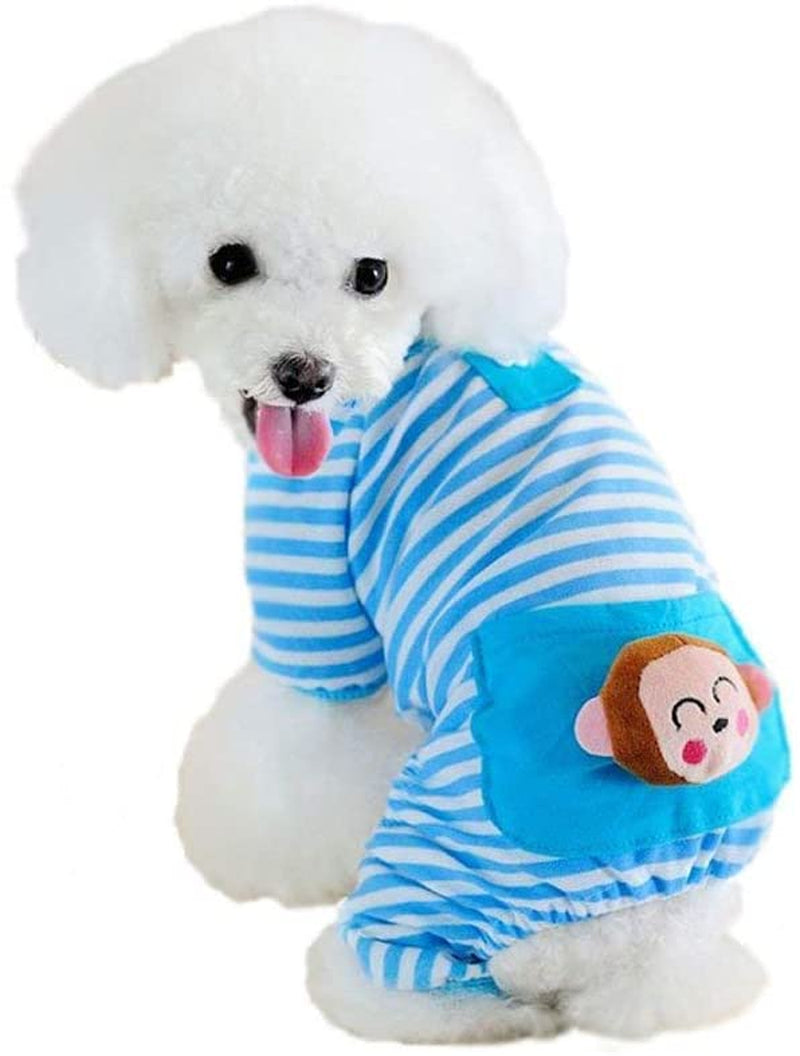 Pet Dog Pajamas Soft Cotton Shirt Jumpsuit Cute Overall Doggy Cat Strip Clothes Apparel for Play Sleep Animals & Pet Supplies > Pet Supplies > Dog Supplies > Dog Apparel Petall   