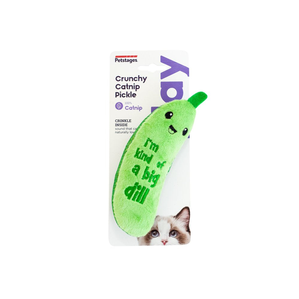 Petstages Crunchy Pickle Kicker Dental Cat Toy, Green, One-Size