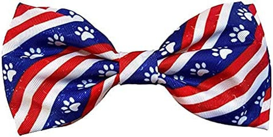 H&K Bow Tie for Pets | Paws & Stripes (Small) | 4Th of July Velcro Bow Tie Collar Attachment | Fun Bow Ties for Dogs & Cats | Cute, Comfortable, and Durable | Huxley & Kent Bow Tie Animals & Pet Supplies > Pet Supplies > Dog Supplies > Dog Apparel Huxley & Kent Large  