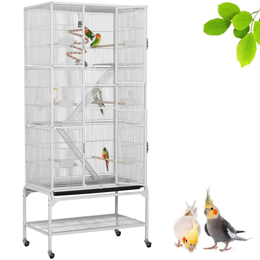 Easyfashion 69" H Extra Large Bird Cage with Detachable Stand, White Animals & Pet Supplies > Pet Supplies > Bird Supplies > Bird Cages & Stands Easyfashion White  