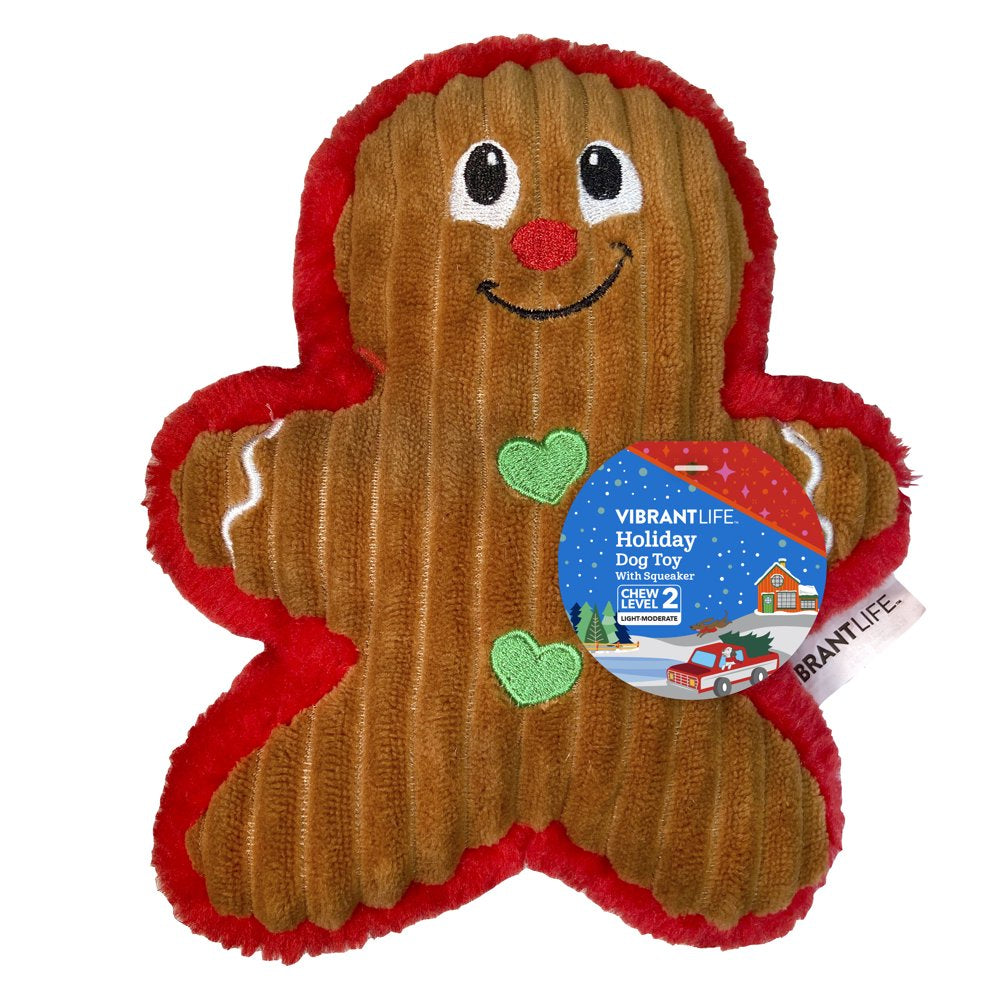 Vibrant Life Holiday Gingerbread Dog Toy with Squeaker for Light to Moderate Chewing Animals & Pet Supplies > Pet Supplies > Dog Supplies > Dog Toys Vibrant Life   