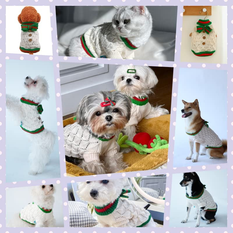 Plemonet Pet Dog Clothes Sweater Dress Knitwear Bowtie Soft Thickening Warm Pup Dogs Shirt Winter Holiday (Large) Animals & Pet Supplies > Pet Supplies > Dog Supplies > Dog Apparel Plemonet   