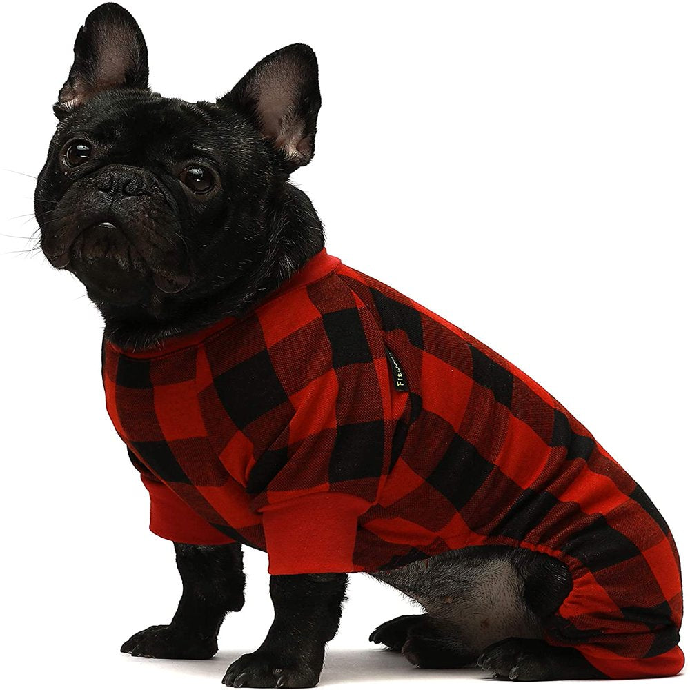 Fitwarm 100% Cotton Buffalo Plaid Dog Clothes Puppy Pajamas Pet Apparel Cat Onesies Jammies Doggie Jumpsuits XS Animals & Pet Supplies > Pet Supplies > Dog Supplies > Dog Apparel Fitwarm   