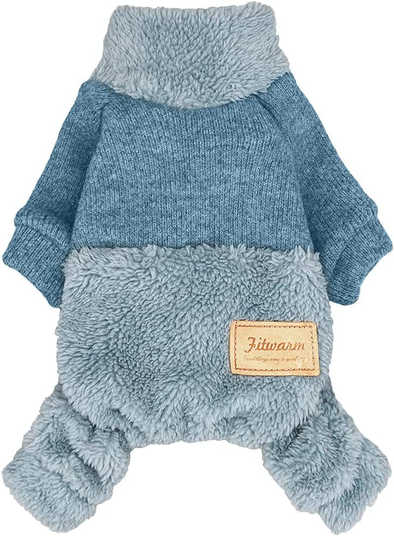 Fitwarm Turtleneck Knitted Dog Clothes Winter Outfits Pet Jumpsuits Cat Sweaters Blue Small Animals & Pet Supplies > Pet Supplies > Dog Supplies > Dog Apparel Fitwarm Blue L 