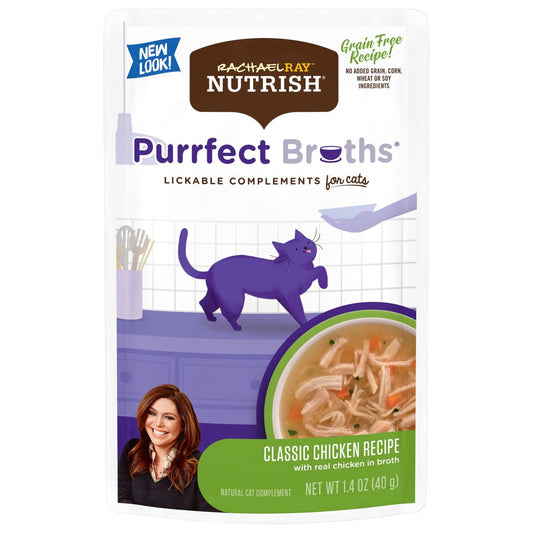 Rachael Ray Nutrish Purrfect Broths Lickable Cat Treats and Meal Complements, Classic Chicken Recipe, 1.4-Ounce Pouch Animals & Pet Supplies > Pet Supplies > Cat Supplies > Cat Treats The J.M. Smucker Company   