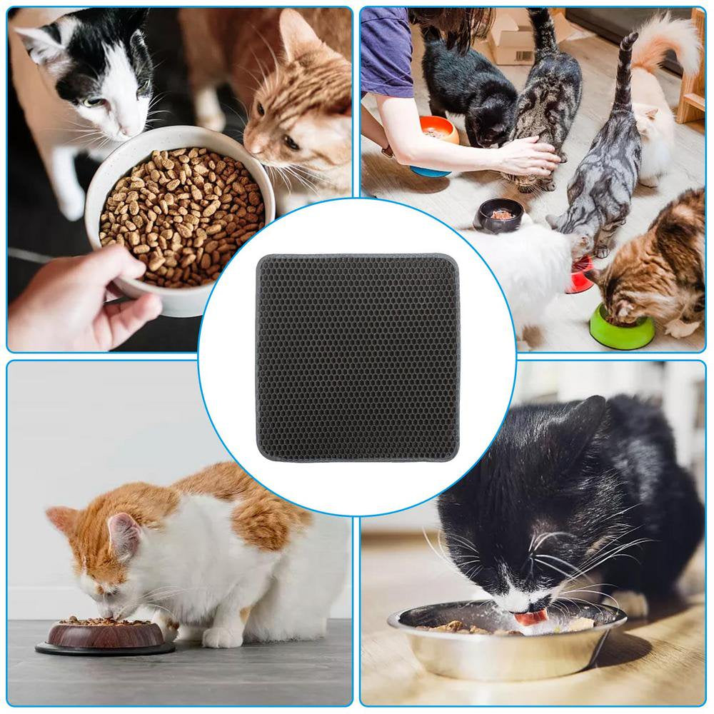 IMSHIE Kitty Litter Trapping Mat, Waterproof Urine Proof Cat Litter Pad, Honeycomb Double Layer anti Slip Cat Litter Mat Trapping for Litter Box, 11.8X11.8In Soft Cat Litter Tray Box Rug Lovable