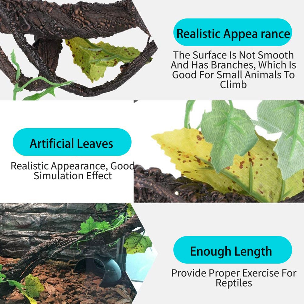 JULYING Reptile Plants Plastic Artificial Jungle Forest Branches Vines for Amphibian for Tank Pet Realistic Habitat Decorations