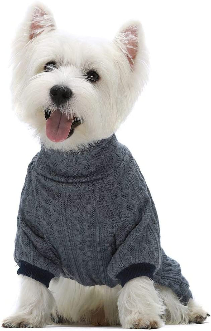 Fitwarm Turtleneck Knitted Dog Sweaters Winter Outfits Pet Coats Cat Clothes Blue Small Animals & Pet Supplies > Pet Supplies > Dog Supplies > Dog Apparel Fitwarm   