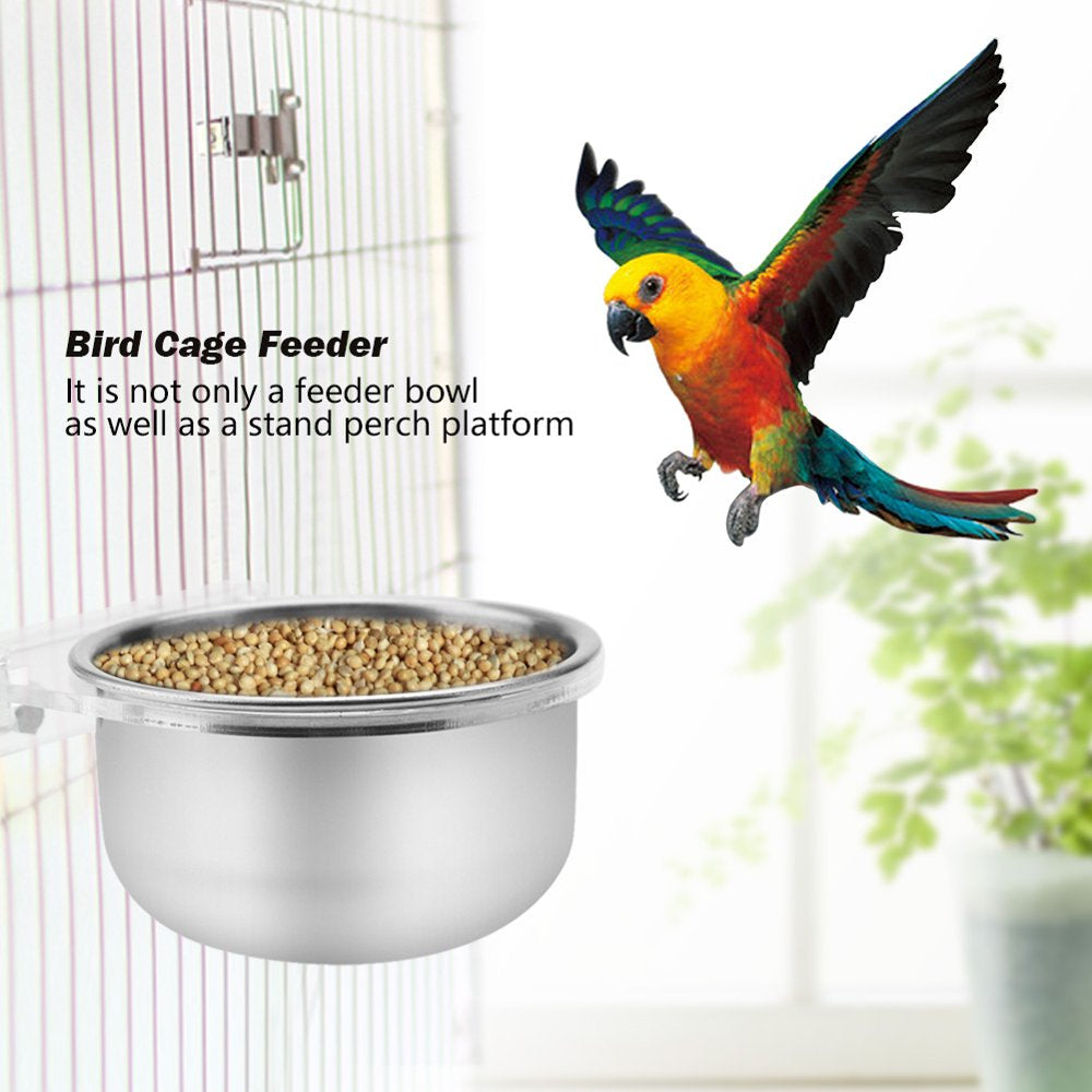 Tebru Bird Cage Food Water Feeder Bowl + Rack Parrot Parakeet Cage Accessories, Parrot Food Feeder,Bird Cage Feeder Animals & Pet Supplies > Pet Supplies > Bird Supplies > Bird Cage Accessories Tebru   