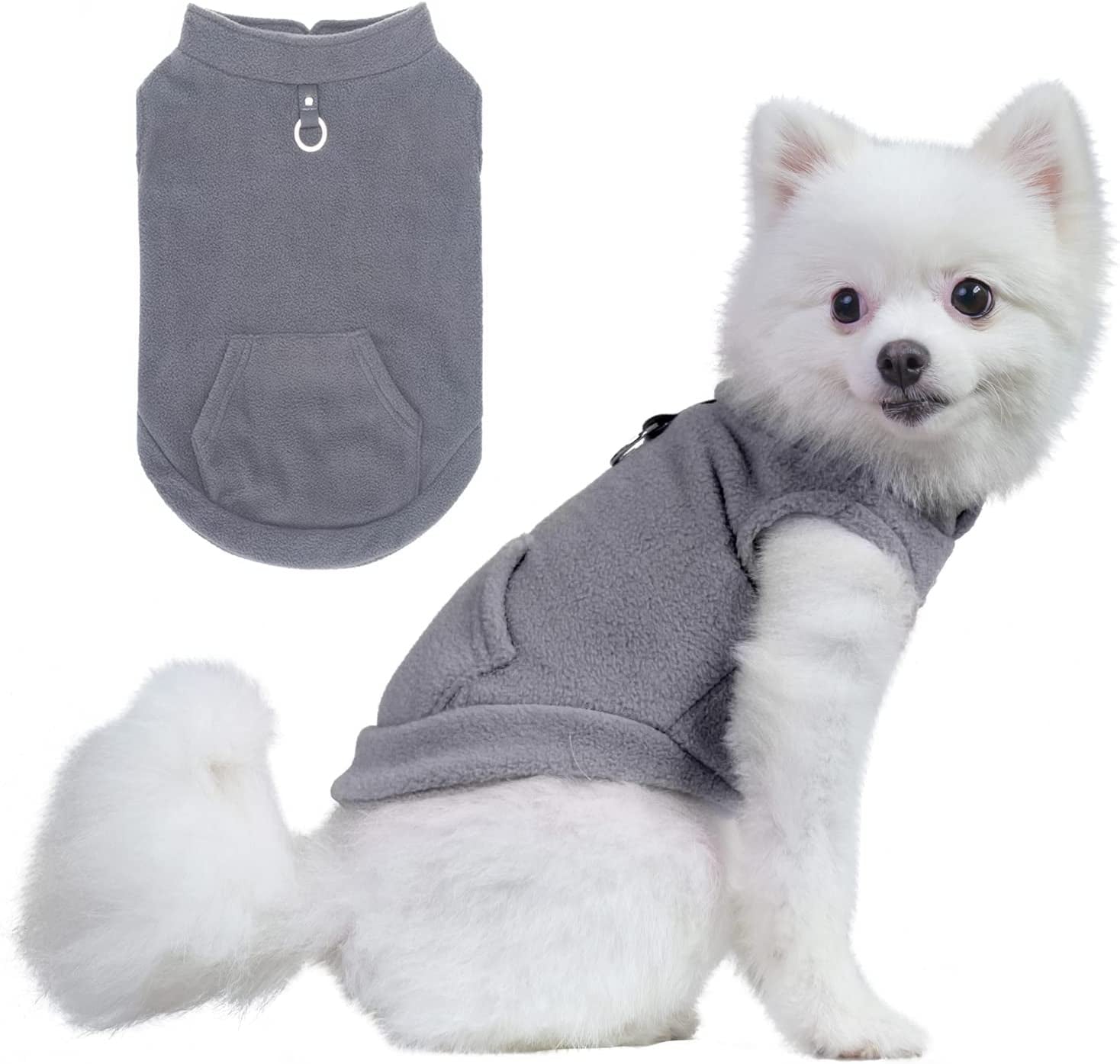 EXPAWLORER Polar Fleece Vest Dog Clothes - Fall Dog Sweater Pet Clothing, Warm Soft Pullover Sleeveless Dog Jacket with Small Pocket, Cold Winter Coat for Small Medium Large Dogs (Red, M) Animals & Pet Supplies > Pet Supplies > Dog Supplies > Dog Apparel HAOBO Grey X-Large 