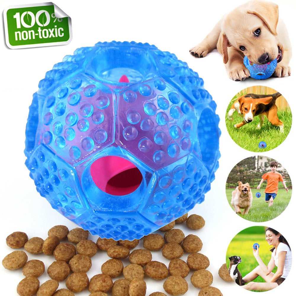 Interactive Dog Toy - IQ Treat Ball Food Dispensing Toys for Small Medium Large Dogs Durable Chew Ball - Nontoxic Rubber and Bouncy Dog Ball - Cleans Teeth Animals & Pet Supplies > Pet Supplies > Dog Supplies > Dog Toys QiShi Blue  