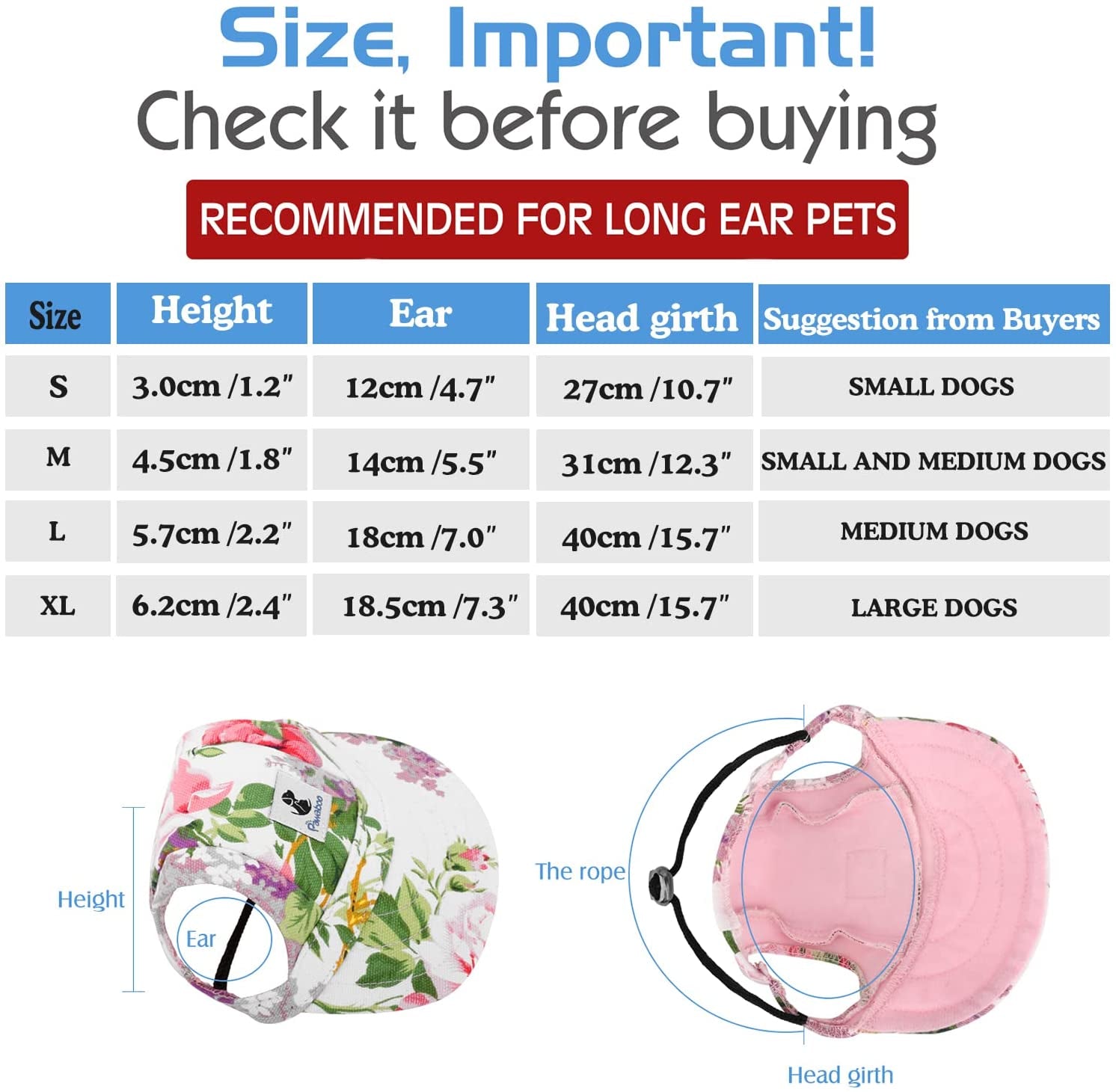 Pawaboo Dog Baseball Cap, Adjustable Dog Outdoor Sport Sun Protection Baseball Hat Cap Visor Sunbonnet Outfit with Ear Holes for Puppy Small Dogs, Small, Red Animals & Pet Supplies > Pet Supplies > Dog Supplies > Dog Apparel Pawaboo   