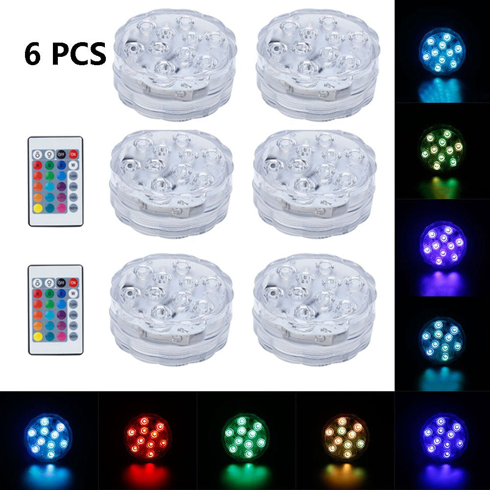 LED Submersible Lights 16 Colors Changing Underwater Lights, Battery Powered Pond Lights with IR Remote Controller, Waterproof Light for Fountain, Fish Tank, Aquarium (2 PCS) Animals & Pet Supplies > Pet Supplies > Fish Supplies > Aquarium Lighting HUA TRADE 6 Pack  