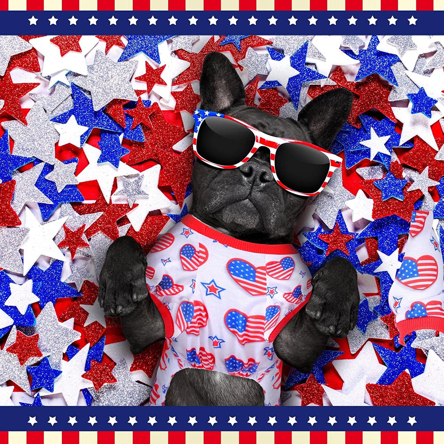 4 Pack Dog Pajamas Holiday Clothes for Dogs Labor Day Patriot Day Dog Shirt Jumpsuit Onesies American Flag Star Outfit Costume Apparel for Dog Puppy Accessories (Flag, Medium) Animals & Pet Supplies > Pet Supplies > Dog Supplies > Dog Apparel Saintrygo   