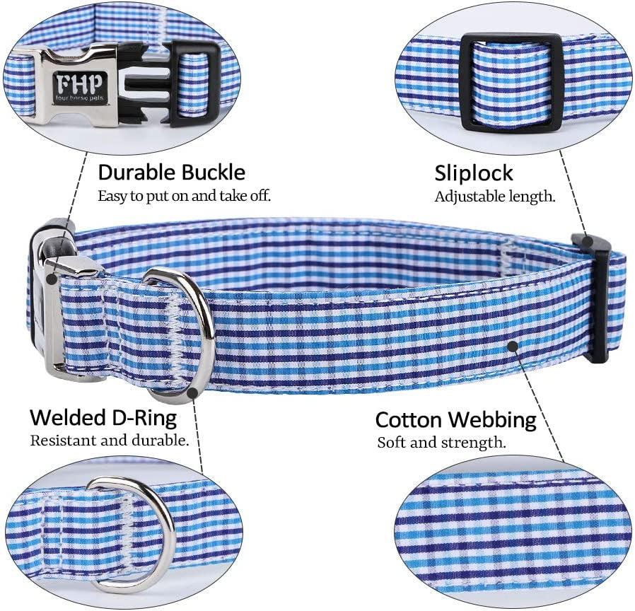 Fourhorse Cute Soft Dog and Cat Collar with Bowtie , Detachable Adjustable Bow Tie Collar Pet Gift (M, Blue Grid) Animals & Pet Supplies > Pet Supplies > Dog Supplies > Dog Apparel Fourhorse   