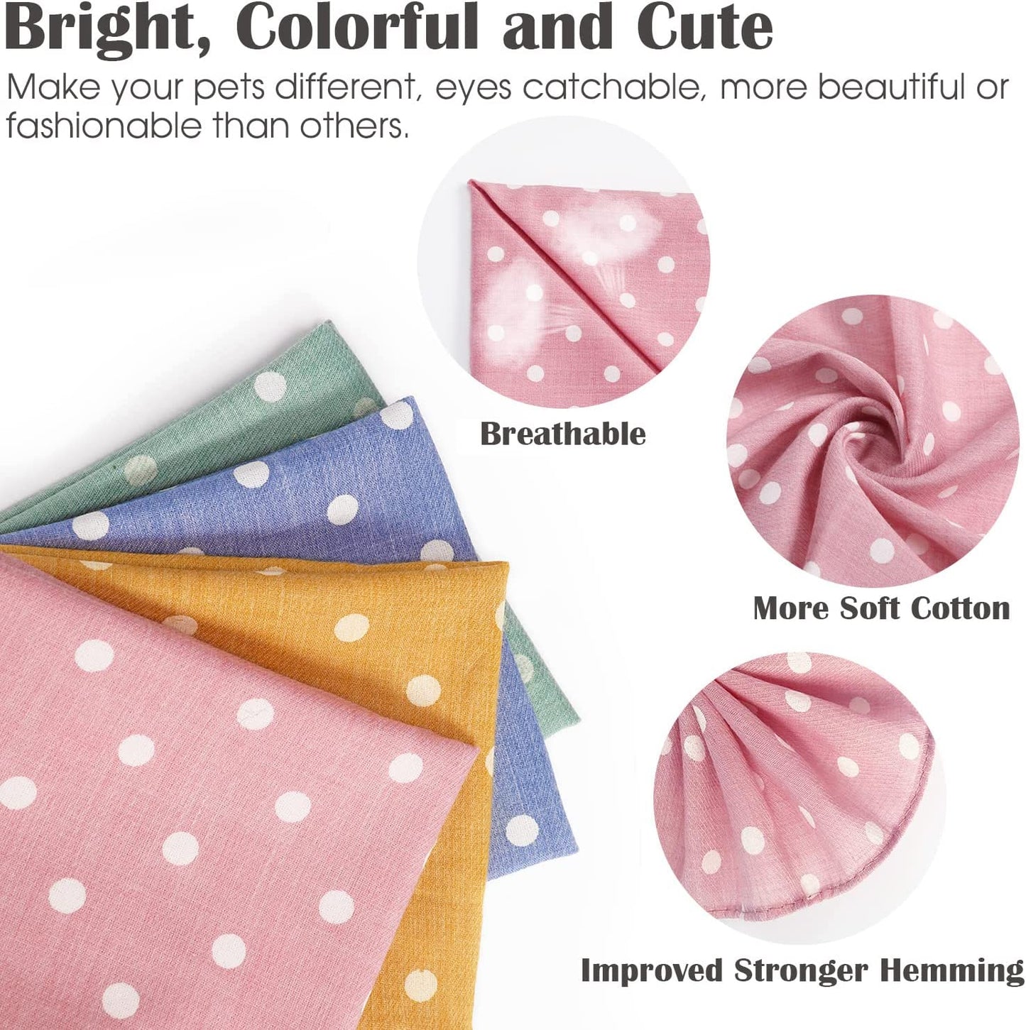 4PCS Summer Dog Bandanas Cute Soft Cotton Puppy Cat Scarfs Washable Daily Handkerchief Pink Green Blue Orange Comfortable Gifts, Adjustable Accessories for Small Medium Large Girl Boy Pup Pet Animals & Pet Supplies > Pet Supplies > Dog Supplies > Dog Apparel C.C Xavier   