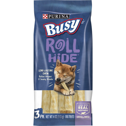 Purina Busy Rawhide Small/Medium Breed Dog Bones, Rollhide, 3 Ct. Pouch Animals & Pet Supplies > Pet Supplies > Dog Supplies > Dog Treats Nestlé Purina PetCare Company   
