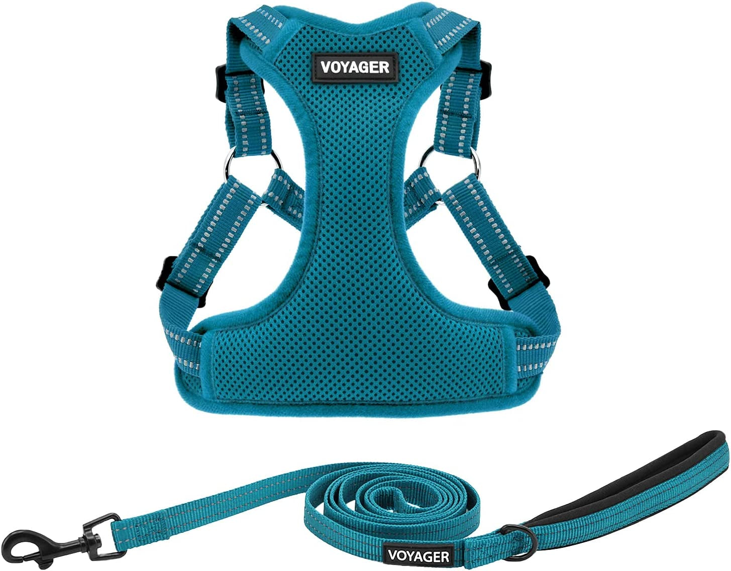 Best Pet Supplies Voyager Adjustable Dog Harness with Reflective Stripes for Walking, Jogging, Heavy-Duty Full Body No Pull Vest with Leash D-Ring, Breathable All-Weather - Harness (Red), M Animals & Pet Supplies > Pet Supplies > Dog Supplies > Dog Apparel Best Pet Supplies, Inc. Turquoise (Leash Bundle) S (Chest: 15 - 18") 