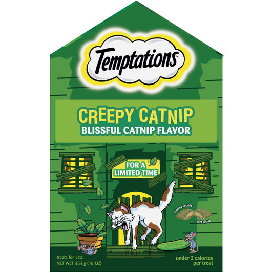 TEMPTATIONS Classic, Crunchy and Soft Cat Treats, Creepy Catnip Treats for Cats, Blissful Catnip Flavor, 16 Oz. Pouch Animals & Pet Supplies > Pet Supplies > Cat Supplies > Cat Treats Mars Petcare   