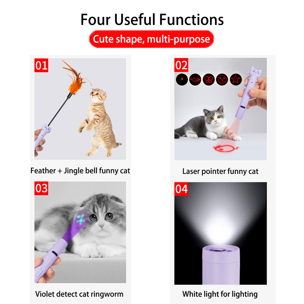 Pet Cat Toys USB Laser Pointer for Cats,Cat Toy Feather Wand with Jingle Bells Animals & Pet Supplies > Pet Supplies > Cat Supplies > Cat Toys Shenzhenpannizhekejiyouxiangongsi   