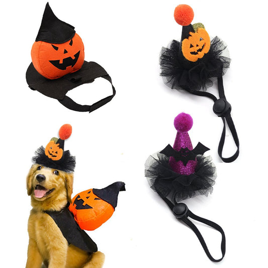 Halloween Pet Costume Cute Pumpkin Funny Dog Apparel with 2PCS Pet Witch Hat Animals & Pet Supplies > Pet Supplies > Dog Supplies > Dog Apparel Bangcool   