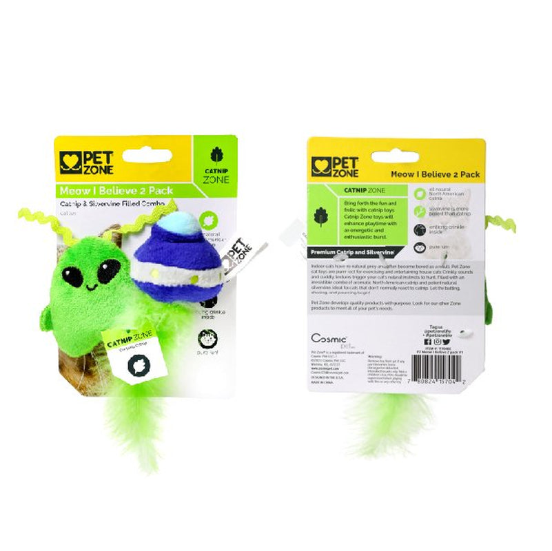 Pet Zone Meow I Believe Plush Catnip Filled Cat Toys for Cats and Kittens, 2 Pack Animals & Pet Supplies > Pet Supplies > Cat Supplies > Cat Toys Our Pets   