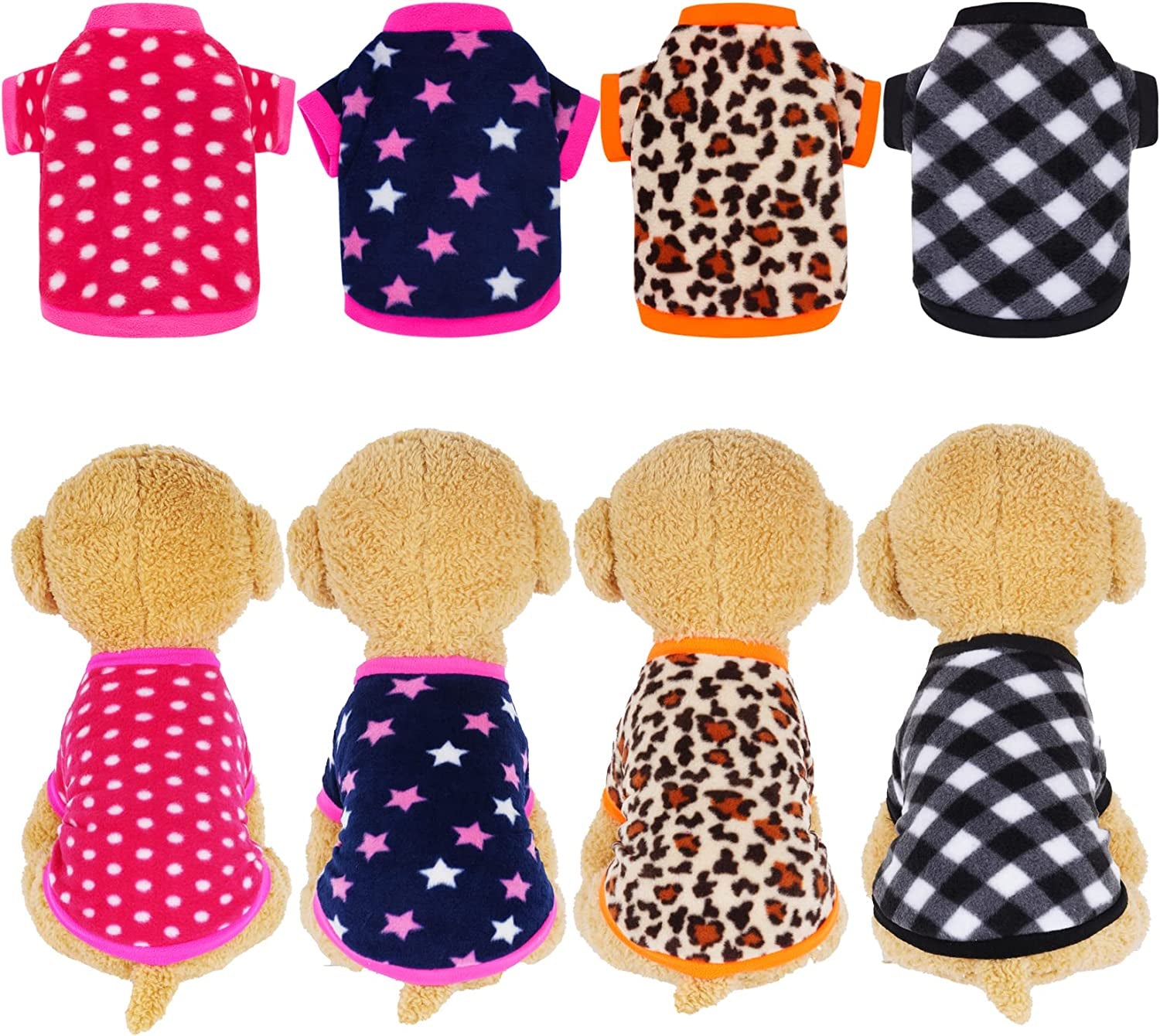 Rbenxia 4 Pieces Dog Fleece Sweaters Puppy Warm Sweater Doggie Sweatshirt Soft Fleece Dog Pajamas Puppy Clothes Winter Dog Outfits for Small Puppy Dog Cat Pets (Small) Animals & Pet Supplies > Pet Supplies > Dog Supplies > Dog Apparel Rbenxia   