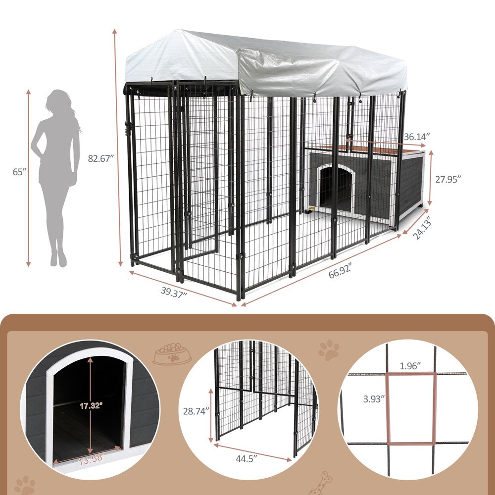 Coziwow 7'X 3'X 6' Outdoor Dog Kennel Enclosure with Dog House, Waterproof Cover Animals & Pet Supplies > Pet Supplies > Dog Supplies > Dog Kennels & Runs Coziwow   