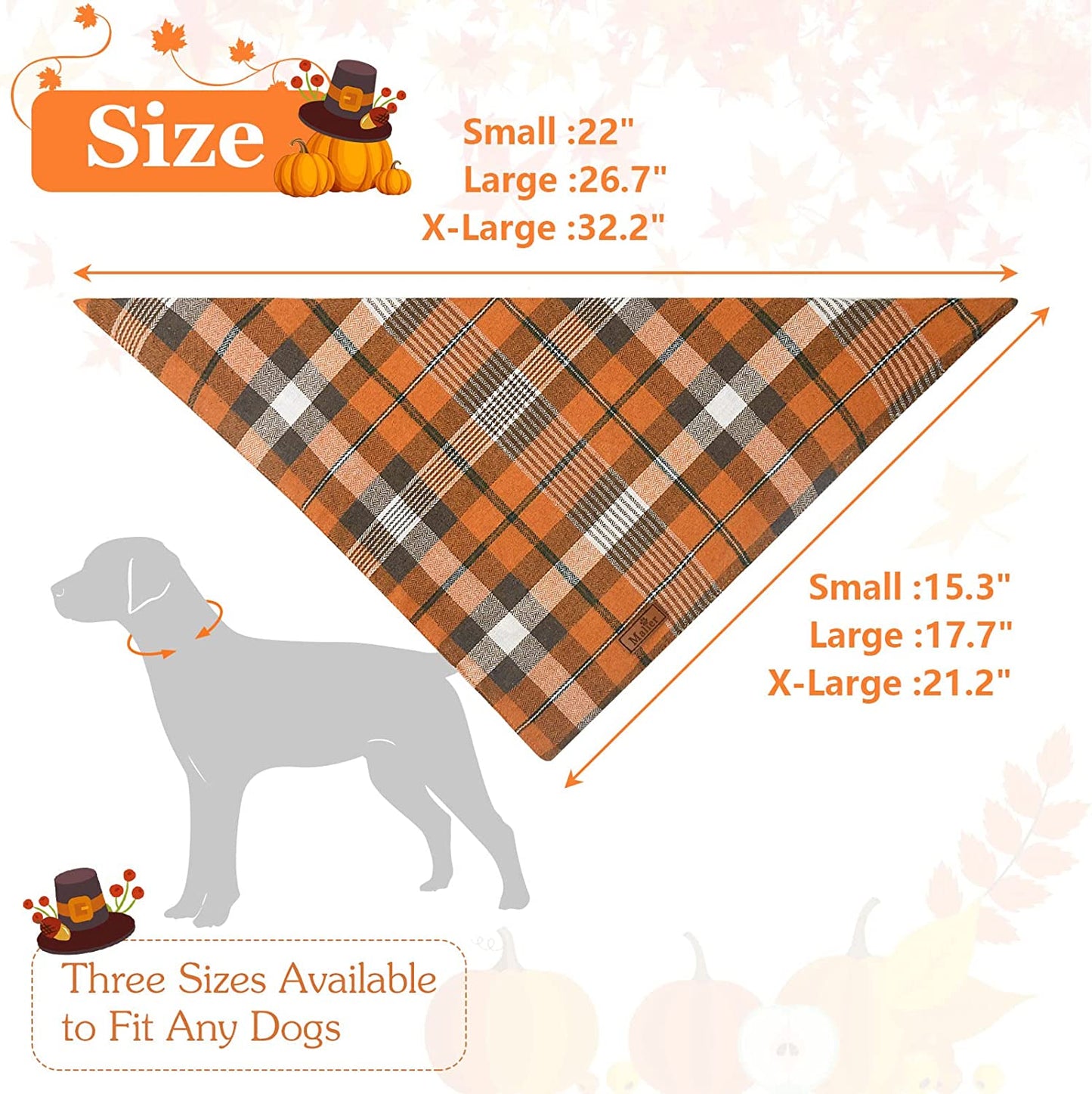 Malier 2 Pack Fall Dog Bandana Halloween Thanksgiving Plaid Dog Bandanas, Holiday Pet Reversible Scarf Bibs Accessories Costumes for Small Medium Large Dogs and Cats Animals & Pet Supplies > Pet Supplies > Dog Supplies > Dog Apparel Malier   