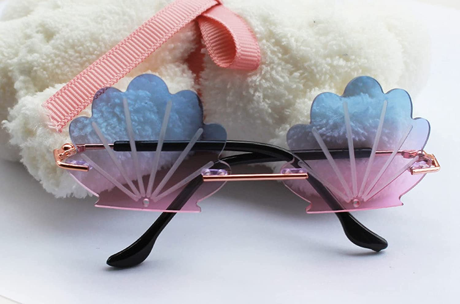 Cute Cat Sunglasses Dog Glasses Metal Retro Shells Glasses Puppy Pet Eyewear for Cosplay Costume Photos Props Animals & Pet Supplies > Pet Supplies > Dog Supplies > Dog Apparel PetPhindU   