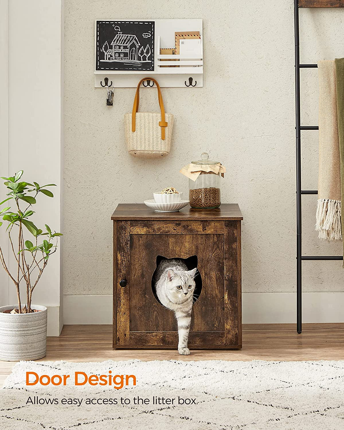 FEANDREA Cat Litter Box Furniture, Rustic Brown Animals & Pet Supplies > Pet Supplies > Cat Supplies > Cat Furniture FEANDREA   