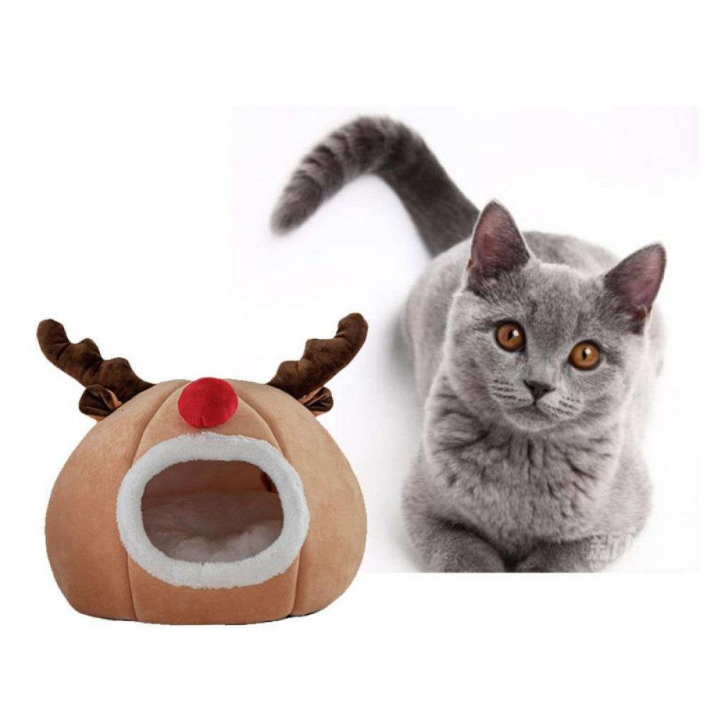 Stibadium Christmas Reindeer Shape Pet Bed Warm Cave Animal Kitten Nest Sleeping Bed Puppy House for Cats and Small Dogs Animals & Pet Supplies > Pet Supplies > Cat Supplies > Cat Beds Stibadium   