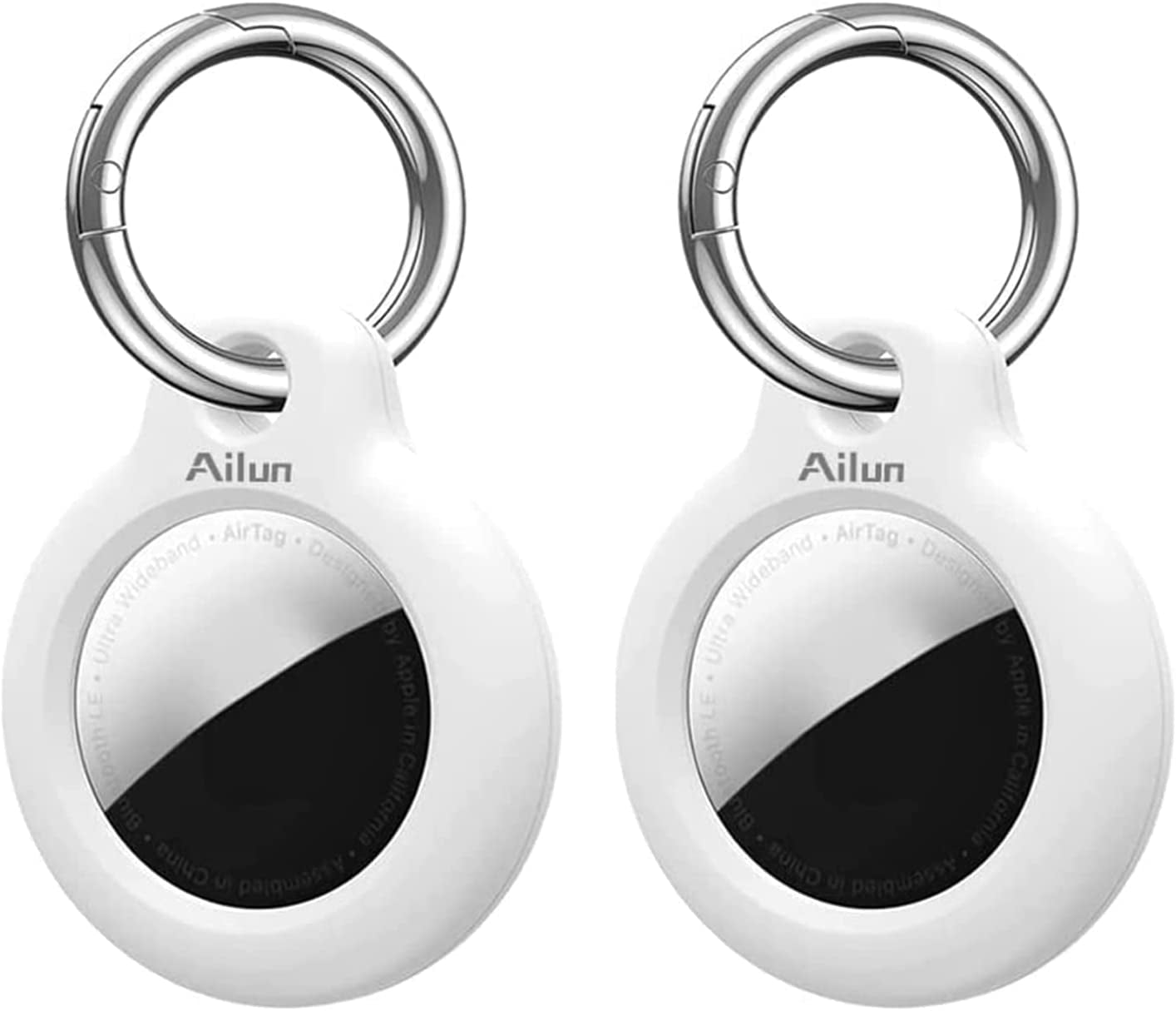 Ailun [2Pack] Hard PC Cover for Airtag,Shockproof Cover Loop with Keychain Ring Holder Skin Protector Protective Case Tracker Finder Locator Anti-Lost Protector Holder for Airtags,Wear-Resistant Black Electronics > GPS Accessories > GPS Cases Ailun White  