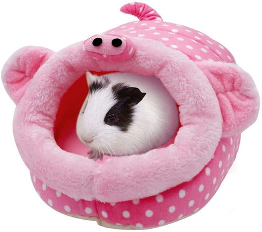 Gueuusu Pet Nest Cute Cartoon Animal Shape Small Pet Bed Cage Accessories Habitat Nest for Hamster Hedgehog Guinea Pig